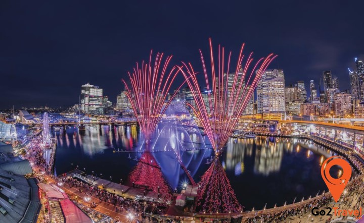 bến cảng Darling Harbour được hình thành từ một khu giải trí rộng lớn nằm bên ngoài khu trung tâm thương mại Sydney về phía tây