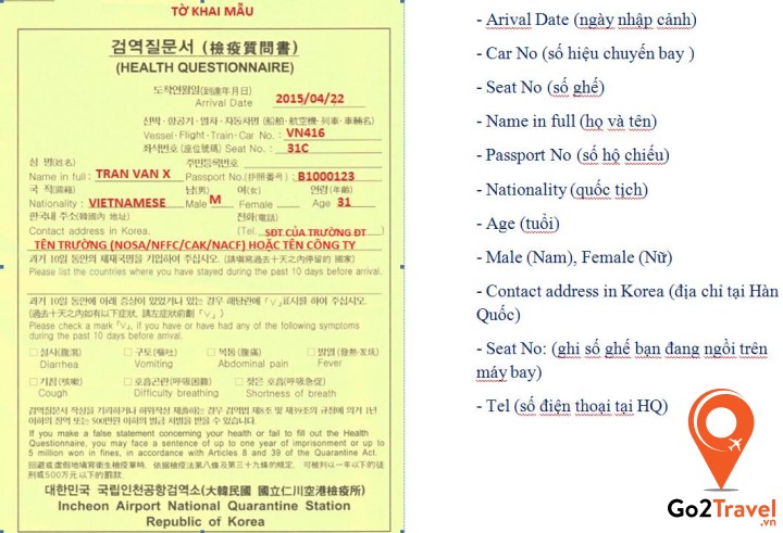 tờ kiểm dịch y tế